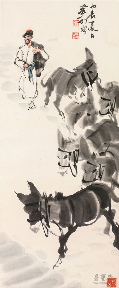 黄胄（1925-1997）赶驴图　91×37.5cm 约3.1 平尺