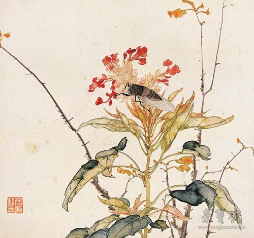 清 居廉 花蝉图 25cm×26cm 1873 广州艺术博物院