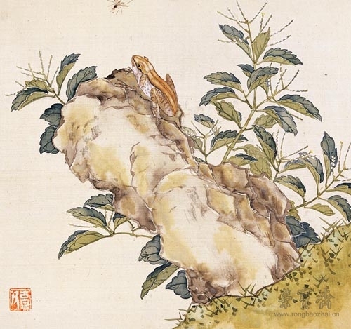 清 居廉 金粟兰石蛙 25cm×26cm 1873 广州艺术博物院藏