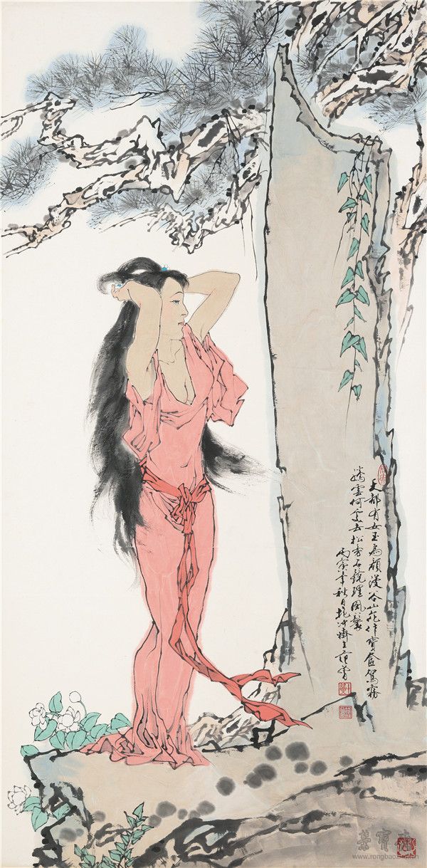 *69范曾b.1938 天女梳妆 设色纸本立轴