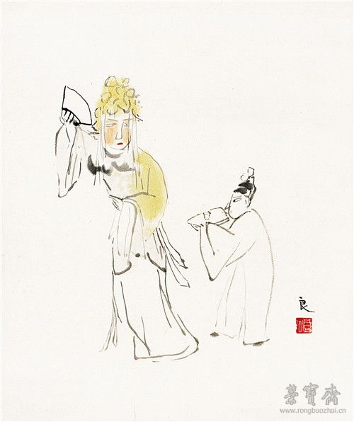 关良 戏剧人物之三 35cm×34.5cm 1953 北京画院藏