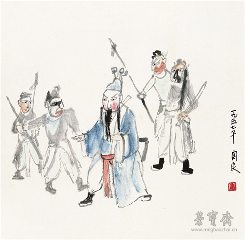 关良 戏剧人物 35cm×34cm 1957年 上海中国画院藏