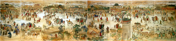 《丝路盛会图》陈雄立+200×800厘米+2001年