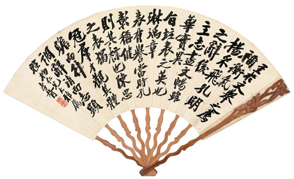 吴昌硕与郑孝胥合作的扇面