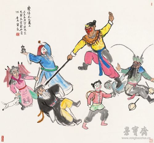 关良 大闹天宫 91cm×97cm 纸本设色 1979年 上海中国画院藏