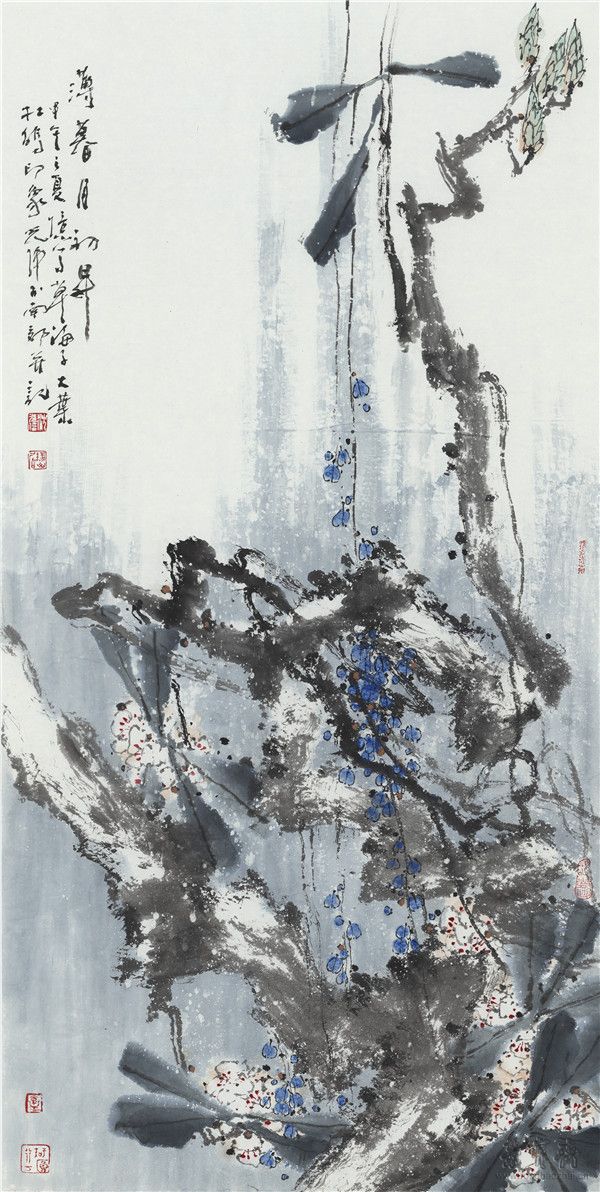 沈光伟 《薄暮月初升》 136cm×68cm 2014年