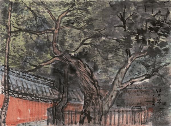 郎绍君 园中古树 34cmx46cm 纸本设色 2015年