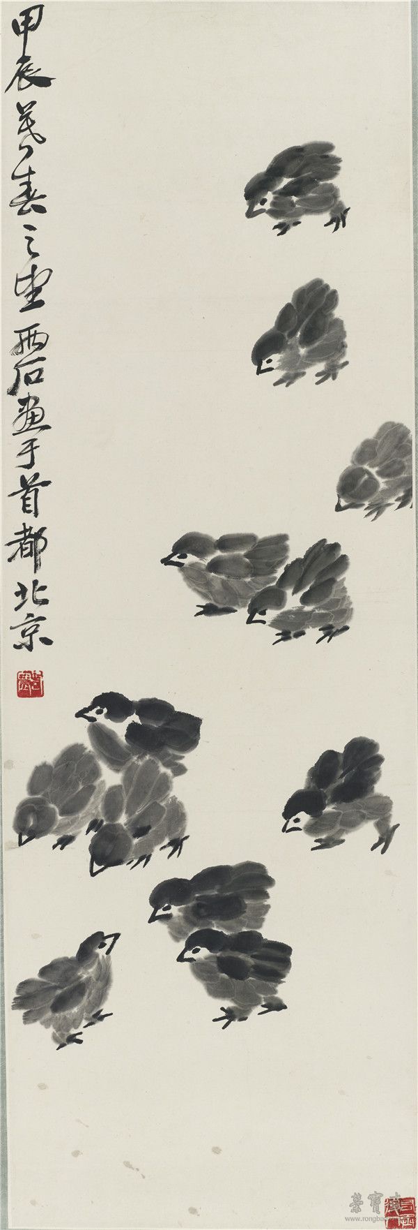 王铸九 雏鸡 102cm×34cm