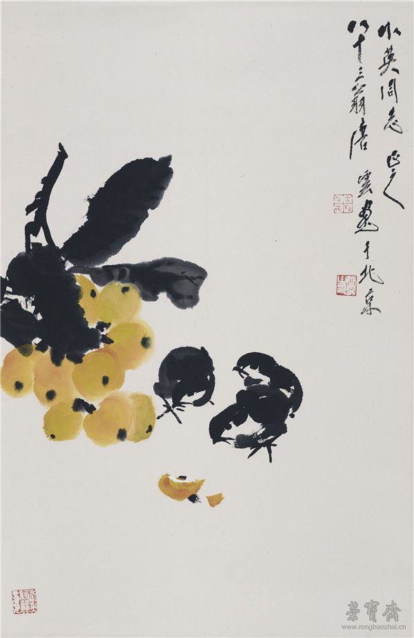 唐云 枇杷小鸡 68cm×44cm