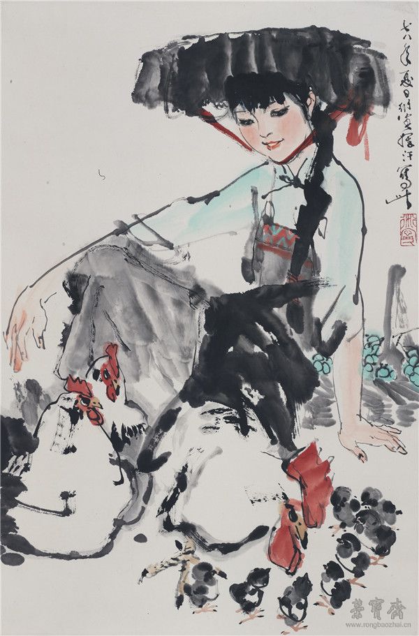 陈衍宁 饲鸡 67cm×44cm