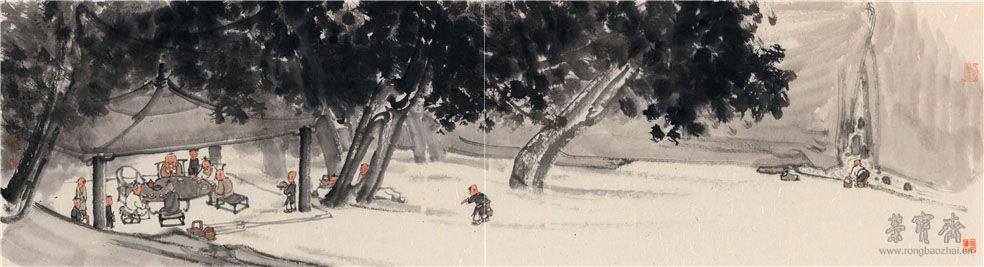 李学明 山中岁月 49cm×180cm 纸本设色 2015年