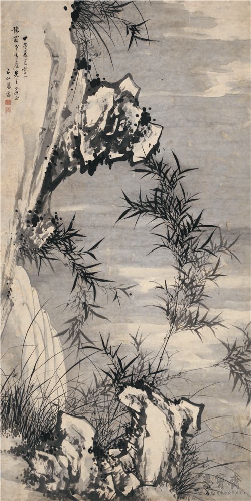 清 汤密 兰竹图 176.6cm×90.3cm 纸本水墨 南京博物院藏