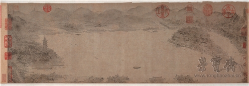 南宋李嵩《西湖图》中的雷峰塔（上海博物馆藏）