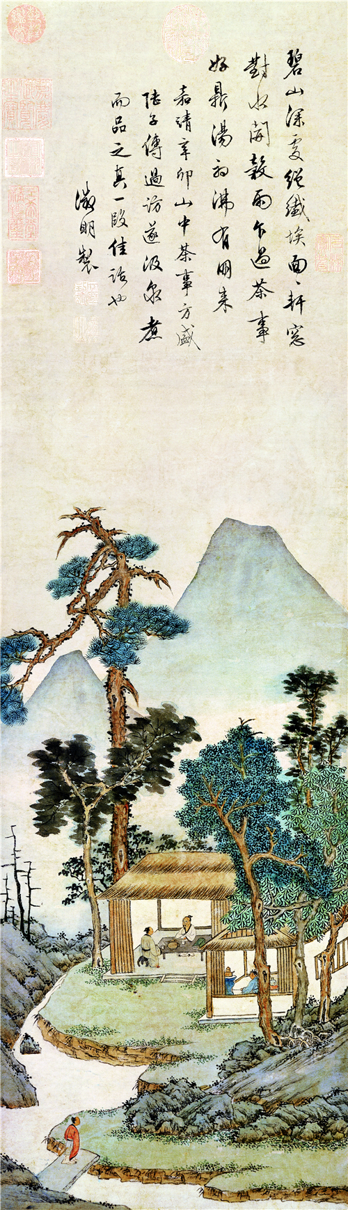明 文徵明 品茶图 纸本设色142.31cm×40.89cm 台北﹃故宫博物院﹄藏