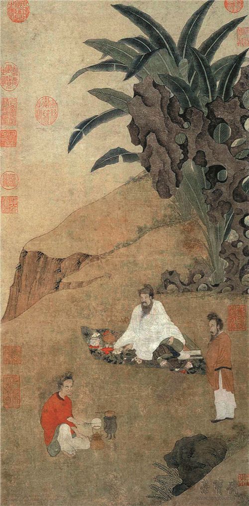 元 （传）钱选 仝卢煮茶图 局部 台北“故宫博物院”藏