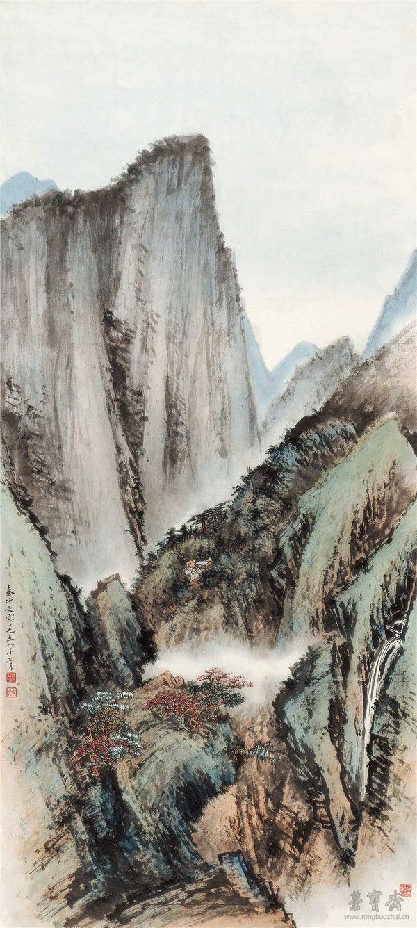 秦仲文 华山风景 66.5cm×146cm 1958 北京画院