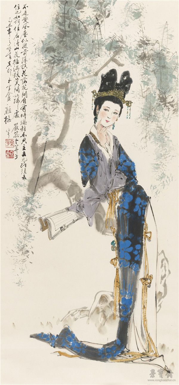 颜梅华 仕女 91×44cm