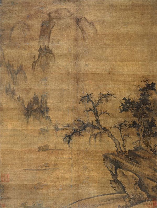 元 佚名 古木遥岑图 112cm×148cm 广东省博物馆藏