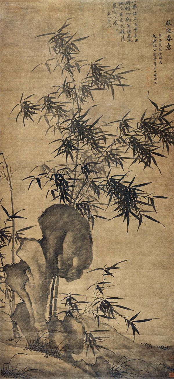 明 夏昶 凤池春意图 84.5cm×183.5cm 1461 广东省博物馆藏