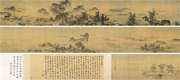 明 颜宗 湖山平远图之一、二、三 511cm×30.5cm 广东省博物馆藏