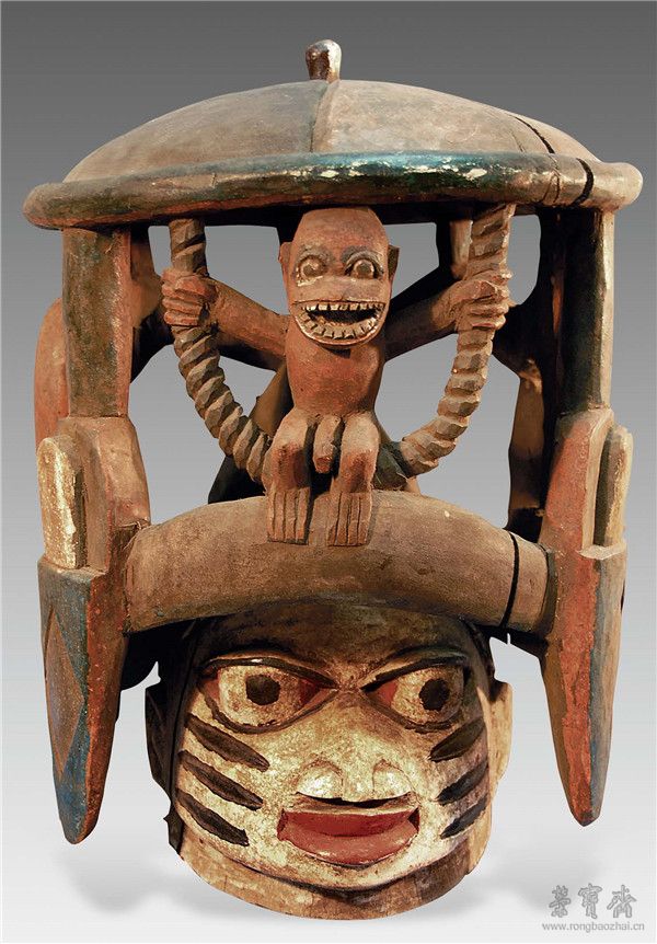 尼日利亚 约鲁巴彩绘面具 高41cm 中国国家博物馆
