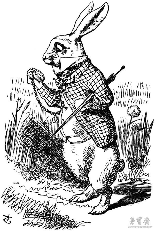 坦尼尔版第一章《掉进兔子洞》中兔子形象
