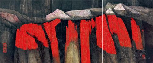 闻立鹏 致太行 油画 390cm×162cm 2015 中国美术馆藏