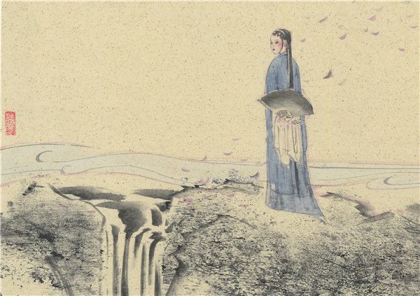 陈川 孟夏 纸本水墨 99cm×35cm 2017(局部)
