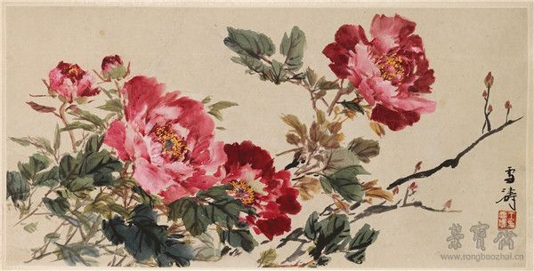 牡丹 35cm×69cm