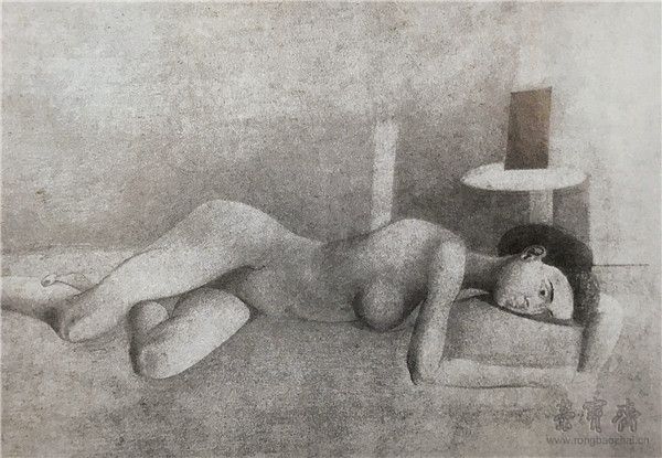 德·库宁 躺卧的裸女 铅笔素描 32cm×26cm 1938