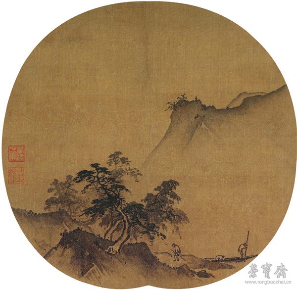 南宋 夏圭 泽畔疾风图 26cm×27cm 美国大都会艺术博物馆藏