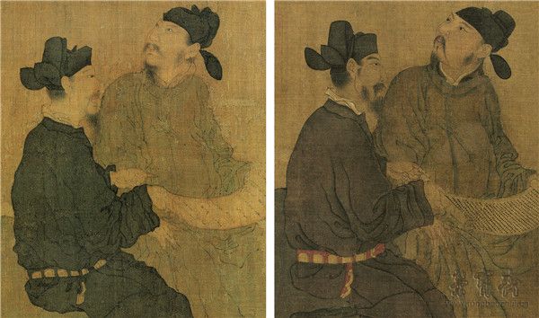 图三 人物形神比较之二(左为《琉璃堂人物图》局部，右为《文苑图》局部)