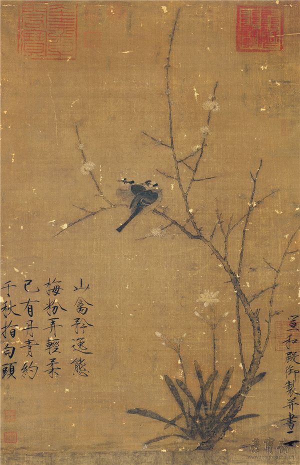 宋 赵佶 蜡梅山禽 52cm×82cm 台北故宫博物院藏