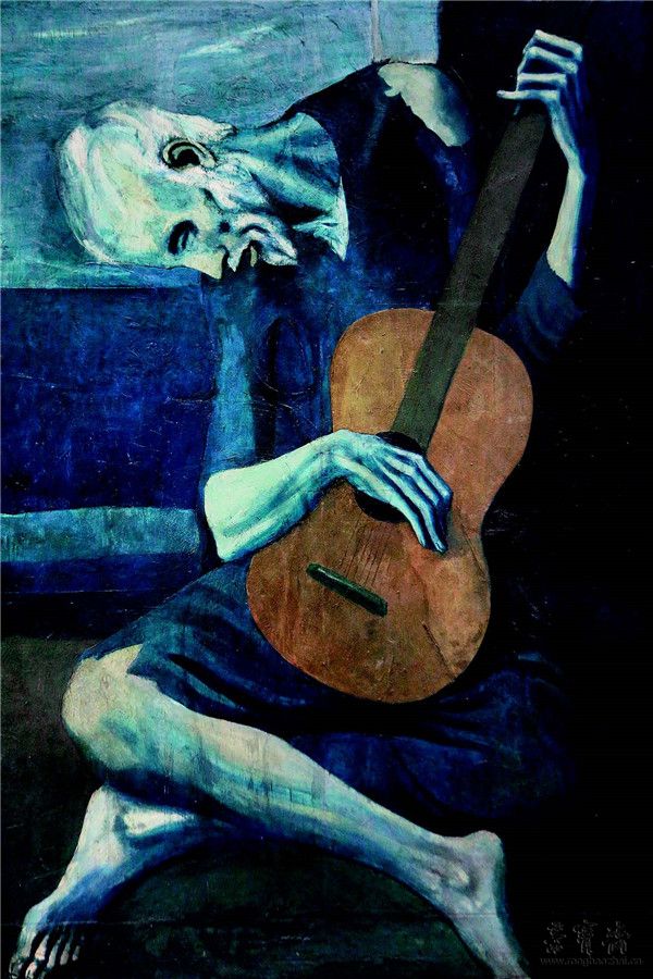 毕加索 老吉他手122.9cm×82.6cm 木板油画1903—1904 年美国芝加哥艺术博物馆藏