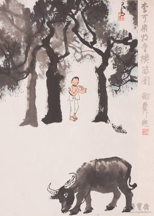 Lot 308 李可染 牧童横笛图 69cm×44cm