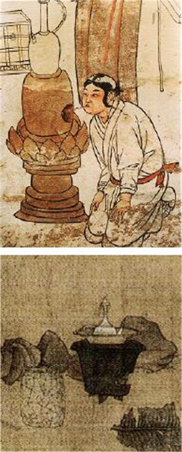 辽代煮水器(上)和明代煮水器(下)对比