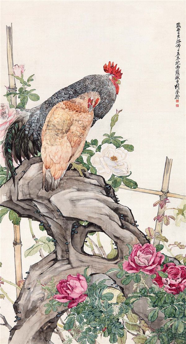 刘奎龄 仿沈铨《功名富贵图》 51cm×94cm 1935 天津博物馆