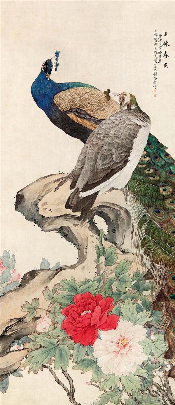 刘奎龄 上林春色图 52cm×121cm 1938 天津博物馆藏