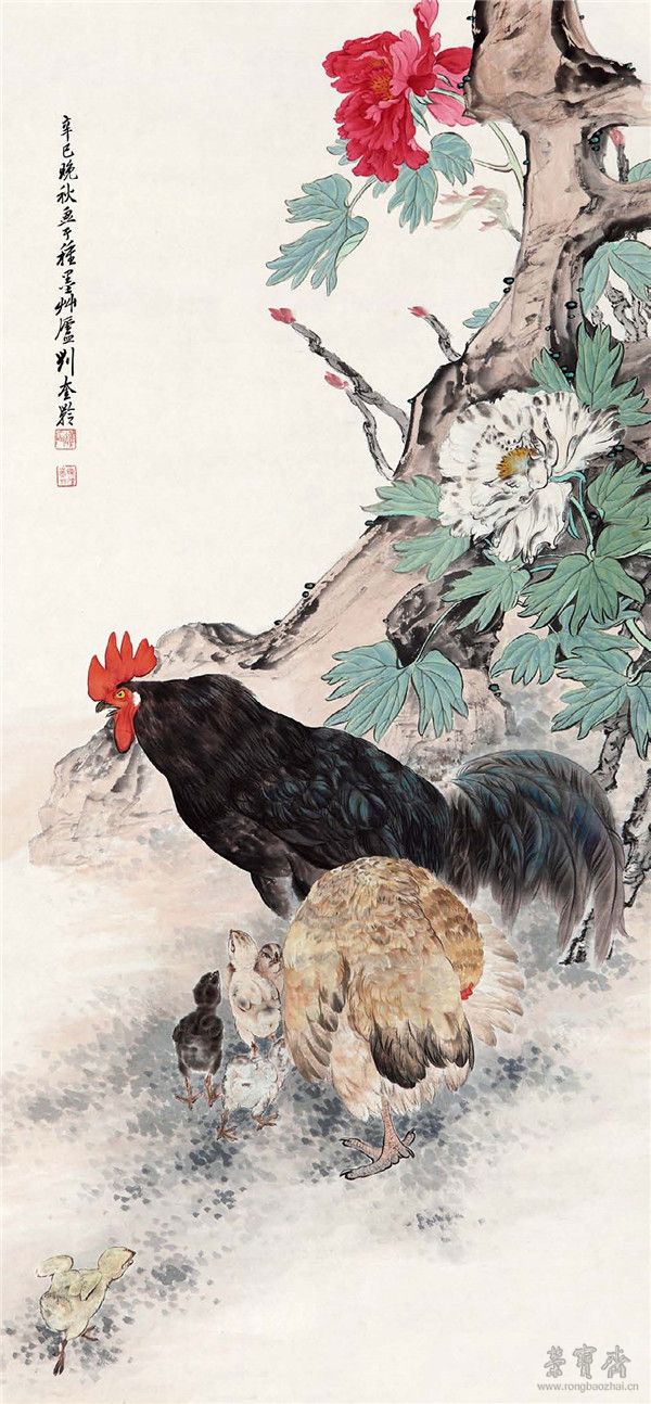 刘奎龄 教五子图 52cm×112cm 1941 天津博物馆藏