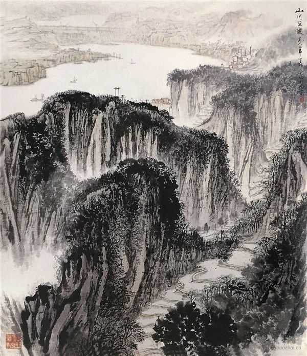 宋文治 山川巨变 103.5cm×86.5cm 纸本设色1963 年1 月 江苏省美术馆藏