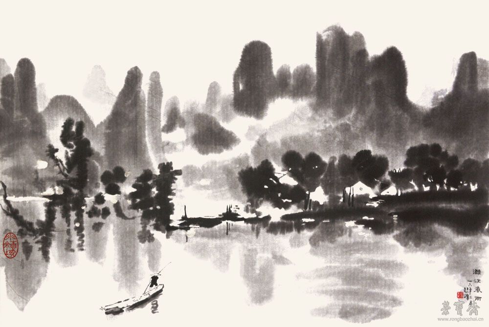 徐悲鸿《漓江春雨》 - 木版水印作品- 荣宝斋官方网站