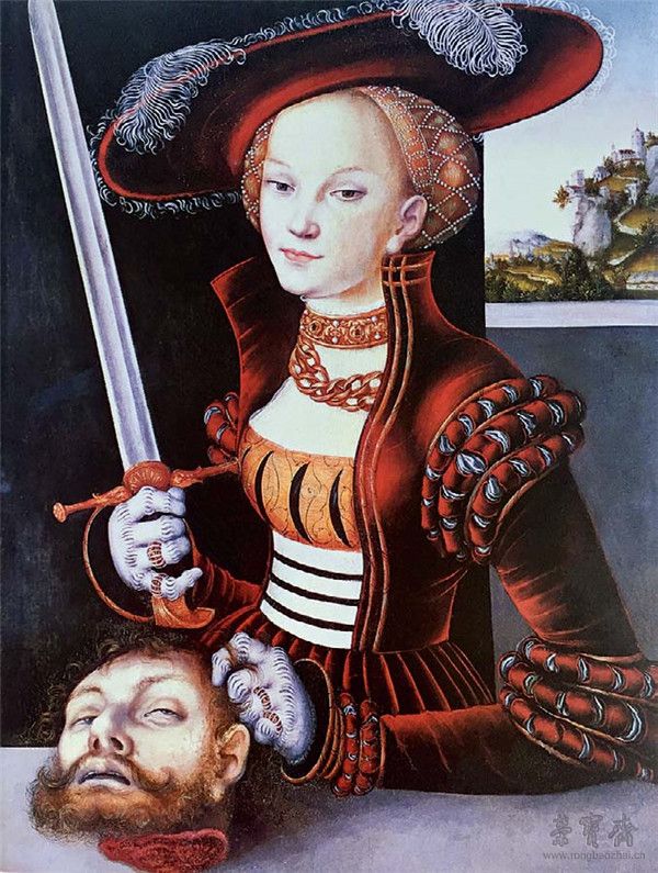 德国 老卢卡斯·卡拉纳赫 犹滴与荷罗孚尼油彩 1530 柏林古纳森林猎宫藏
