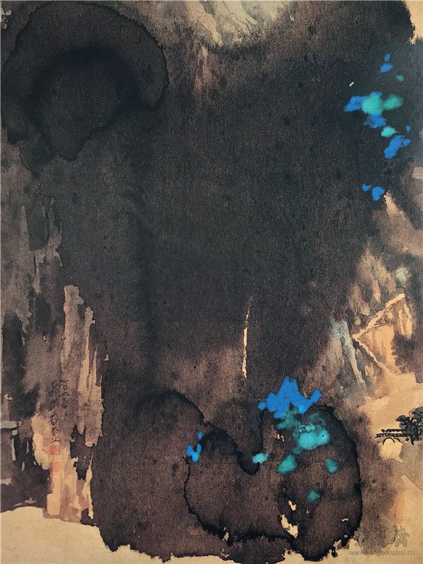 张大千 浅绛泼墨山水图 60cm×45cm 纸本设色 1965 年 台北“历史博物馆”藏