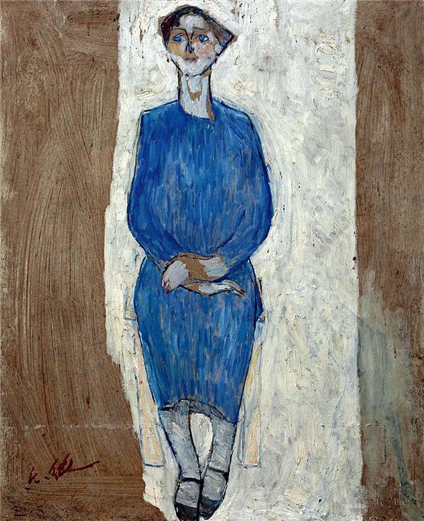 罗尔纯 蓝衣女 布面油画 53.5cm×65.5cm 1987 中国美术馆藏