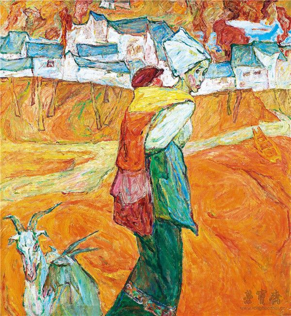 罗尔纯 傍水人家 布面油画 146cm×155cm 1994