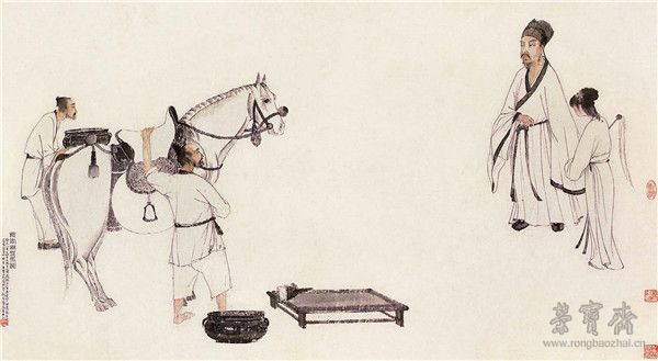 傅抱石 拟云林洗马图 109.3cm×60.6cm 1943 南京博物院藏