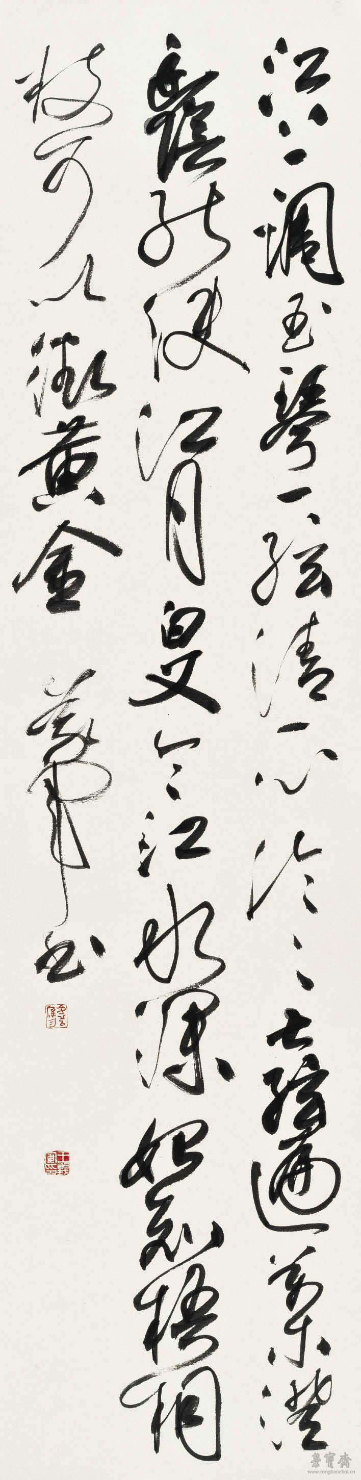 王义军 常建江上琴兴一首 140cm×34cm 2017年