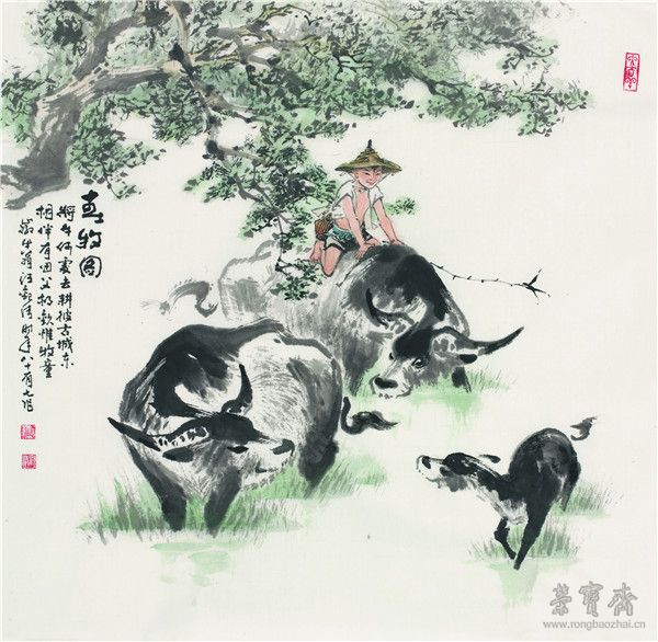 汪观清  春牧图　设色纸本 63cm×68cm