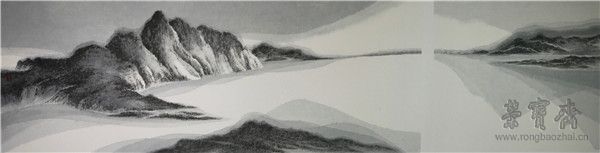 高杏娟  香江流影（二）　水墨纸本  29cm×108cm