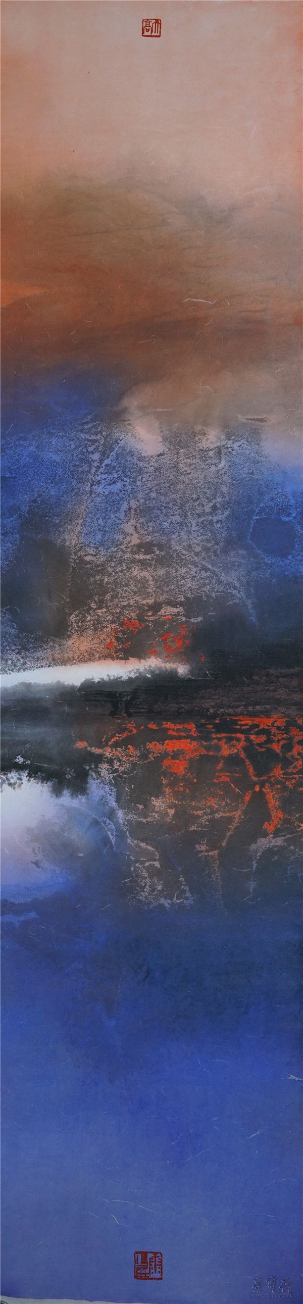康雁屏   流光溢彩　设色纸本  140cm×35cm
